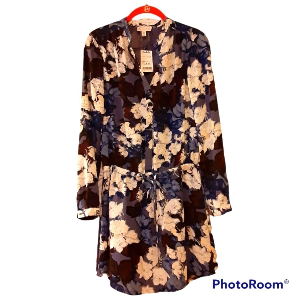 Lila Rose Midnight Floral Print Shift Mini Dress Free Spirt Retro Dress - NWT 0